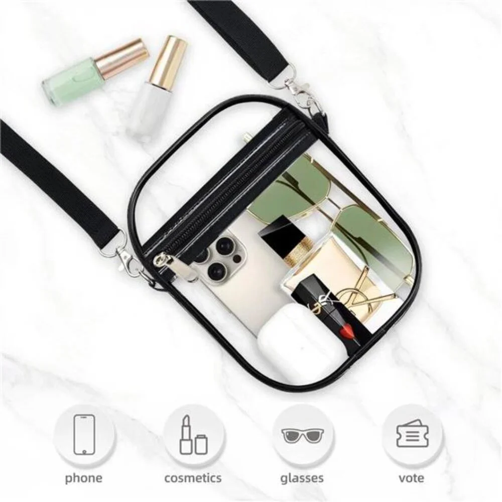 Fibrdoo Clear Crossbody Purse Bag, Clear Bag Stadium Approved with Front Pocket